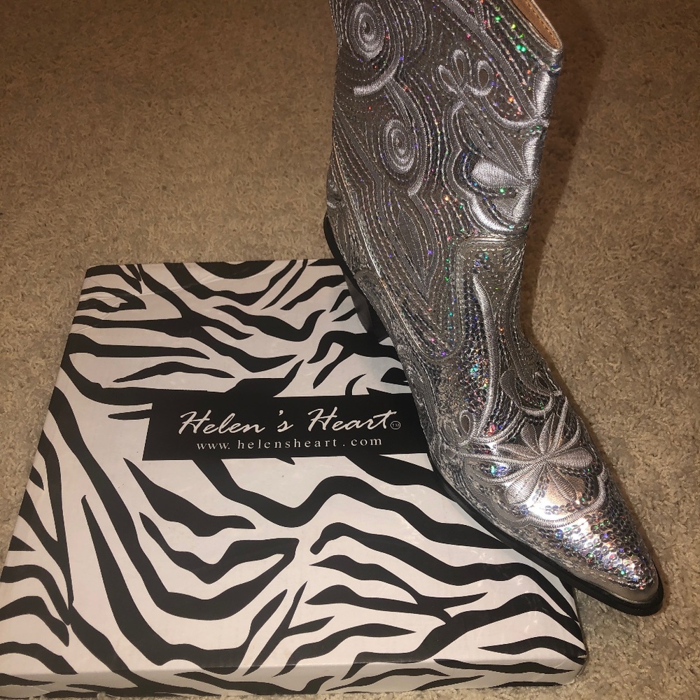 Stunning silver boot for jeans or Wedding gown.